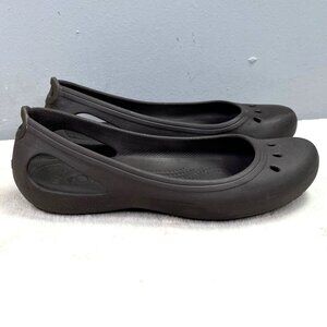 Crocs Kadee Ballet Flats 9 Women Brown Slip On Closed Toe Cutouts Shoes